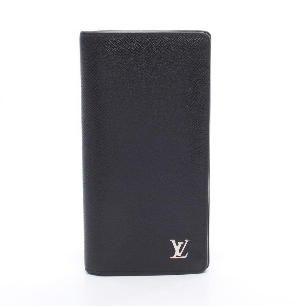 Louis Vuitton Portefeuille Brazza Taiga Noir Bi-fold Long Wallet, Leather, Me...